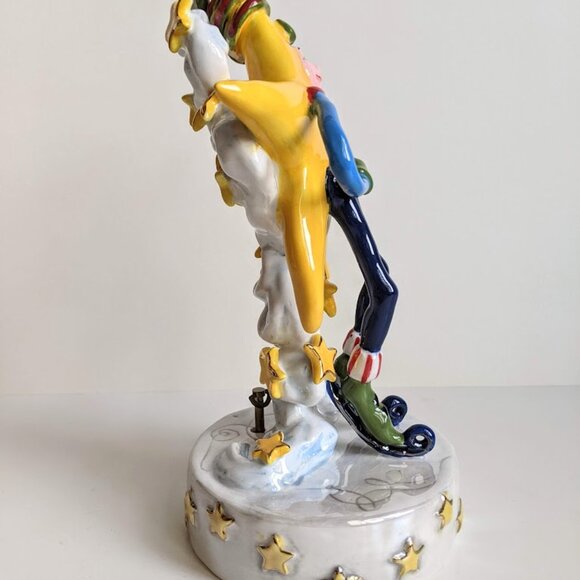 Rare 2003 Vanmark Holiday Starman With Skates Ceramic Figurine with Music Box - Picture 4 of 12